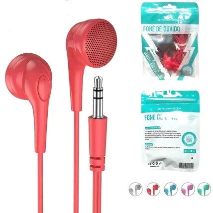 Fone de Ouvido Stereo Intra-Auricular Vermelho ST-2003 Atacado