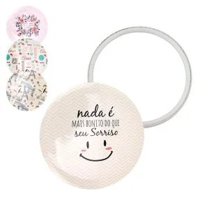 Espelho de Bolsa 7cm Plástico Estampas Sortidas Atacado