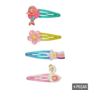 Presilha de Cabelo Metal 4 Peças Formatos Sortidos Atacado