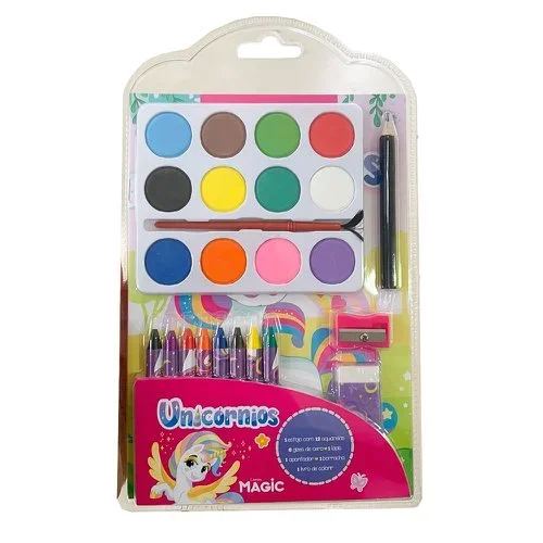 Kit De Colorir Infantil Unicórnios Com Livro E Aquarela Atacado para Revenda