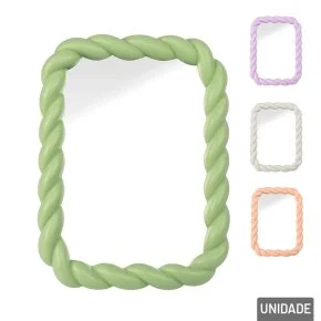 Espelho de Mesa 18x13cm Retangular Trançado Color Atacado