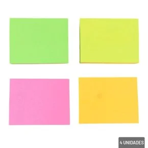 Bloco de Anotações Adesivo 400 FL 4 Peças Color Atacado