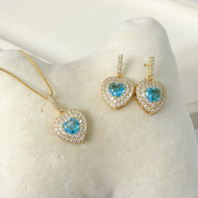 CONJUNTO CORAÇÃO CRAVEJADO Atacado