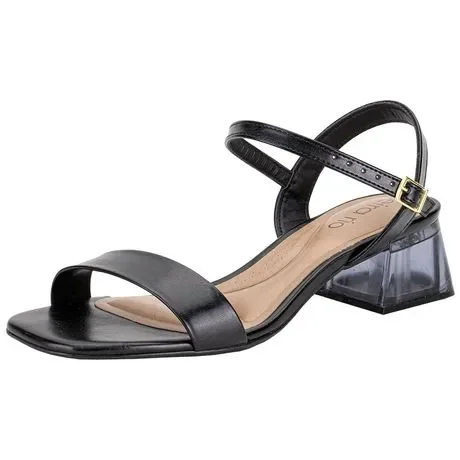 Sandália Feminina Salto Grosso Beira Rio 8468213 Preto Atacado