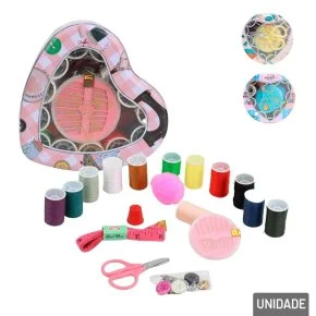 Kit de Costura 42 Peças e Estojo Coração Sortidos Atacado