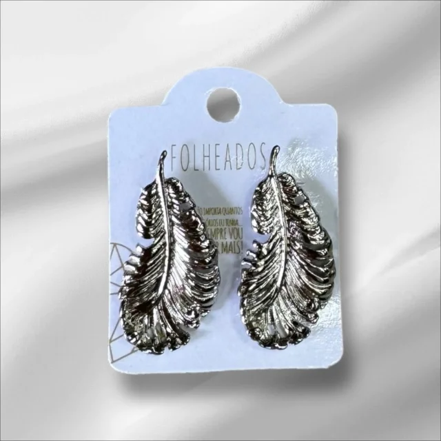 BRINCO FOLHEADO PRATA Atacado