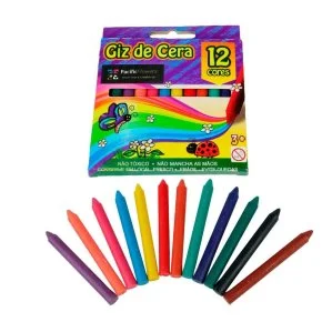 Giz de Cera 12 Cores Fino Atacado