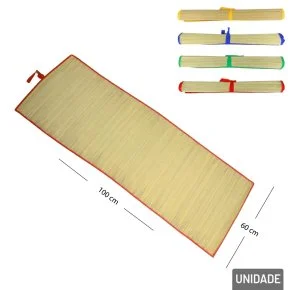 Esteira de Praia 100x60cm Palha com Borda Color Atacado