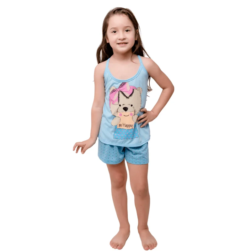 Pijama Diones 030 Babydoll Regata Silk Infantil Atacado