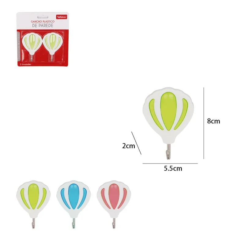 5444 CJ 2 GANCHOS PAREDE BALAO Atacado