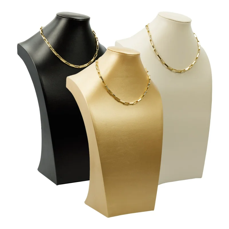 Expositor para Colares em Corino - Busto - Tamanho G - 23x40 cm - 1 Unidade Atacado para Revenda