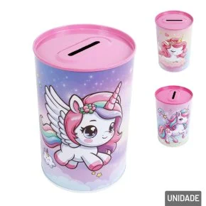 Cofre de Metal Infantil 12,5cm Unicórnio Sortidos Atacado
