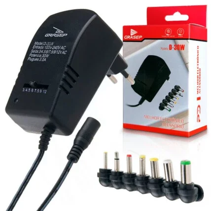 Fonte De Alimentação Universal Bivolt 30w 6 Plugs Grasep - D-30W Atacado