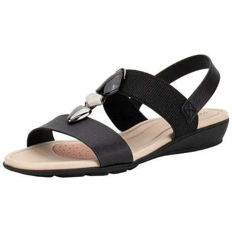 Sandália Feminina Flat Modare 7127260 Preto/Bege Atacado
