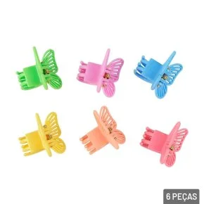 Presilha de Cabelo 6 Peças de Plástico Borboleta Atacado