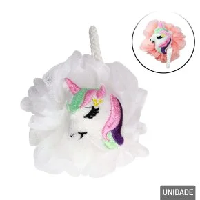 Esponja de Banho Poliéster 10cm Unicornio Color Atacado