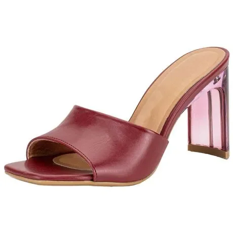 Tamanco Feminino Salto Grosso 6457413 Vinho Atacado