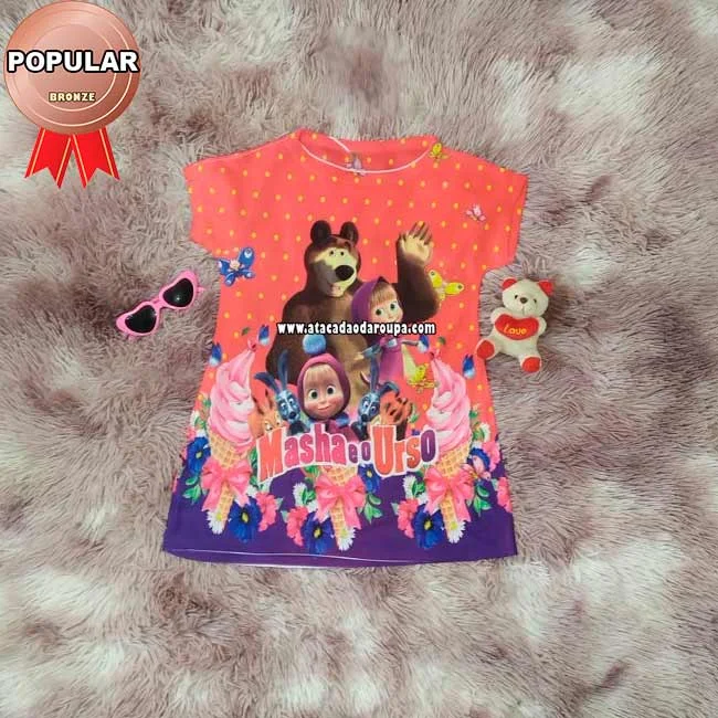 Vestidos Cacharrel Infantil Sublimado 2 a 6 Anos Atacado