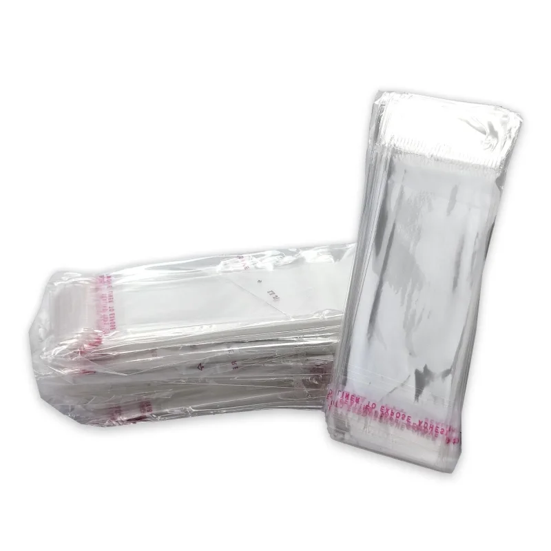 Saco Plástico Transparente com Cola e Com Furo - 4x7 cm - Pacote com 100 unidades Atacado para Revenda