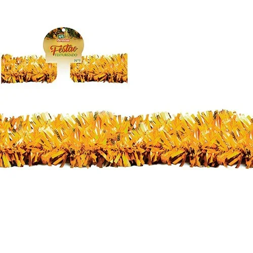 Enfeite Festão Texturizado Dourado Árvore De Natal 2 Metros Atacado para Revenda