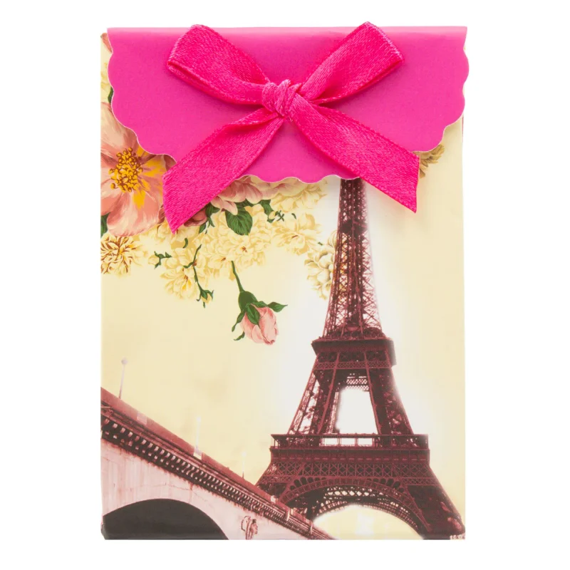Sacola de Papel para Presente P - Com Velcro e Laço - 7,5x10,5x4 cm (12 unidades) - Paris Pink Atacado para Revenda