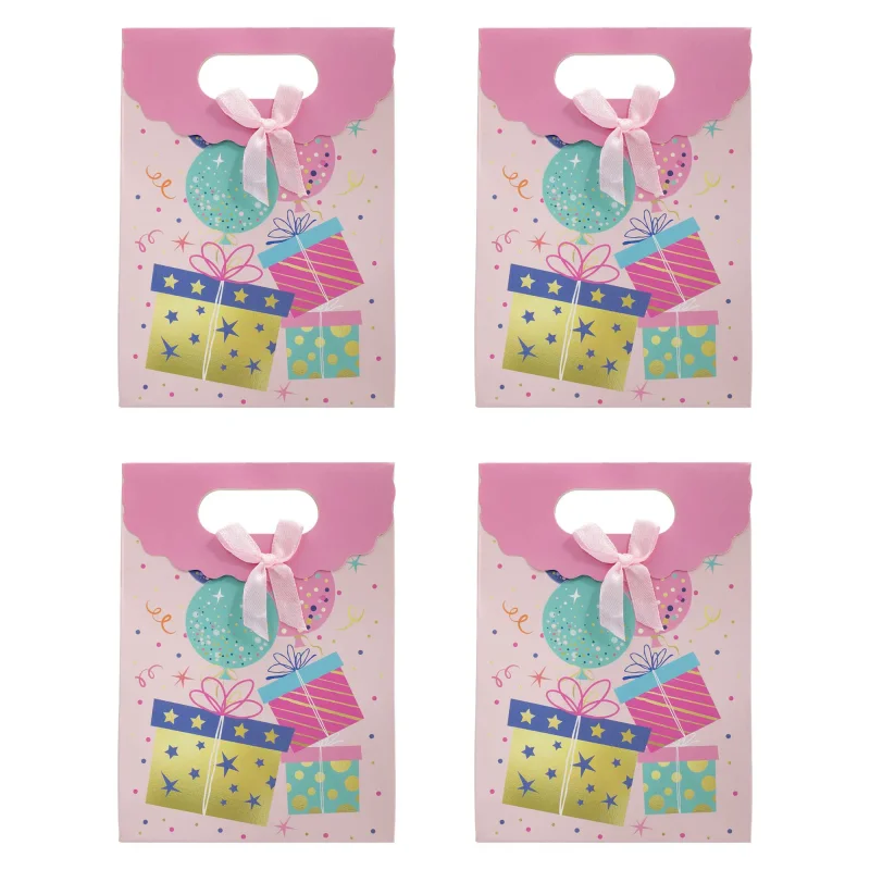 Sacola de Papel para Presente G - Com Velcro e Laço - 14,5x21x6 cm (12 unidades) - Festa Pink Atacado para Revenda